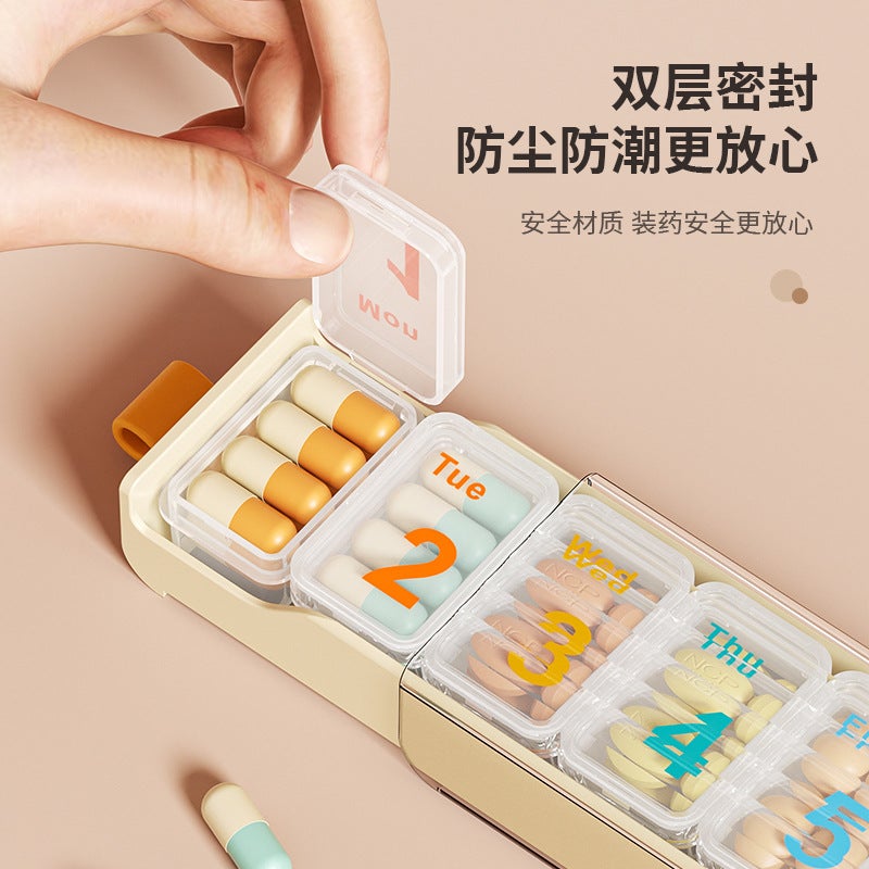 صندوق الأدوية المحمول لثلاث وجبات في اليوم صندوق تعبئة الأدوية المحمولة صندوق تذكير الأدوية لسبعة أيام في الأسبوع موزع الأدوية بسعة كبيرة - Image 3